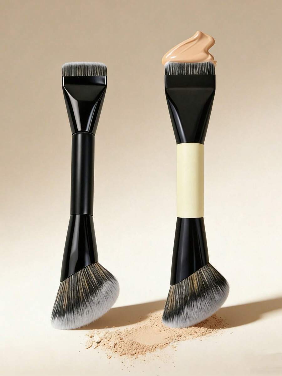 1pc Dual-Ended Foundation & Contour Brush, Multi-Function Dual-Ended Makeup Brush, Contour Brush, Professional Makeup Brush, Suitable For Girls, Ideal Birthday, Valentine's Day Gift, Best Color, Women's Gift