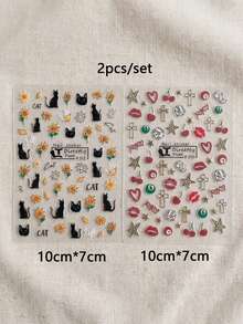 Bộ sticker dán móng tay tự dính họa tiết hoa mới, chống thấm nước và bền, hình hoa hướng dương và mèo, phụ kiện trang trí móng tay phù hợp cho các bạn nữ. - Nhiều màu - Xem 17