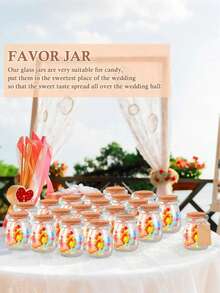 3.4oz Small Glass Jar With Soft Cork Lid, Suitable For Wedding, Baby Shower Party, Party Favors, Candy Gift Jars, Comes With Rope And Tags, Ideal For Baby Girl Birthday Party Decor - Transparent - View 7