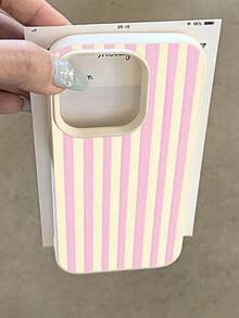 1个创意少女条纹图案哑光质感全包覆TPU防震时尚手机壳，兼容 11/12/13/14/15/16/17 Pro Max/Plus、A5/6/55/54/53/52/51、S2/5/24/23/22/21系列 - 彩色 - 查看 1