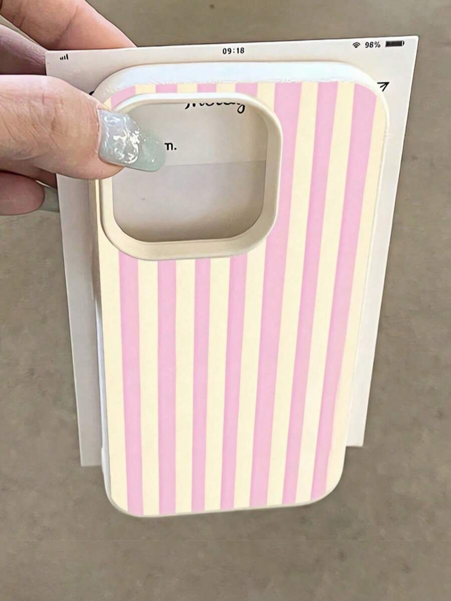 1个创意少女条纹图案哑光质感全包覆TPU防震时尚手机壳，兼容 11/12/13/14/15/16/17 Pro Max/Plus、A5/6/55/54/53/52/51、S2/5/24/23/22/21系列 - 彩色 - 查看 1