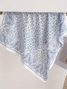 1 chiếc khăn vuông bằng satin in họa tiết Paisley thời trang, khăn choàng cổ/băng đô dành cho nữ với họa tiết hoa. - Hạt điều xanh nhạt - Xem 4