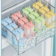 1个6格冰棍模具，自制DIY冰淇淋冰棒模具，冰块托盘，冰块制作器 - 彩色 - 查看 6