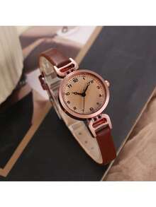2pcs/Set Jam Tangan Quartz Wanita Elegan & Modis, Set Jam Tangan Gaya Kasual - Rose Gold - View 5