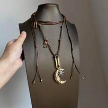 1pc Bohemian Style Elaborate Metal Tassel Necklace - Necklace + Earrings - View 4