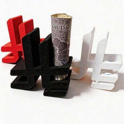 3Pcs 3D Printed Saudi Riyal Symbol Money Clip Eid Al-Fitr Gift Cash Clip