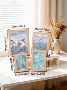 1pc Composite Wood Photo Frame, Minimalist Ins Style 5/6/7/8 Inch Desktop Display Frame, Suitable For Office And Home Decor - Multicolor - View 6