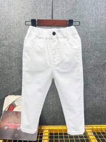 男女童休闲弹力腰修身裤，适合所有季节 - 白色 - 查看 3