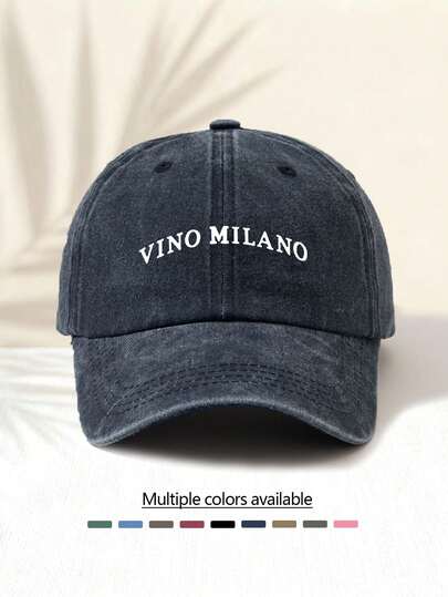 1顶“VINO MILANO”字母印花棒球帽，复古美式简约休闲百搭时尚，高品质装饰性四季男女通用配饰，适合户外活动