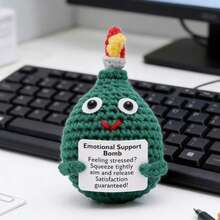 Crocheted Cute Green Grenade-Shaped Decorative Ornament For Children - Multicolor - View 4