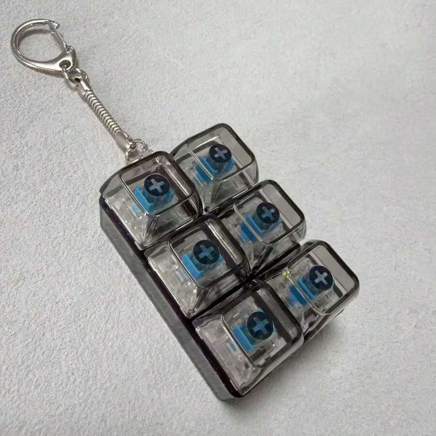Fidget Keychain Multi-Key Click Toy - Portable Keyboard Simulator For Anxiety & Focus, Silent Office Desk Gadget, Stress Relief Gift For Adults - Multicolor - View 1