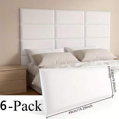 6pcs Set Of 23x50cm Soft-Packed Faux Leather Material, Thickened 3D Soft Headboard Wallpaper, DIY Easy To Peel And Apply, 3D Self-Adhesive Wall Panels, Soft Edge For Tatami Bedside, Wall Protection Panels, Wall Guard For Headboard Soft-Packed Tatami