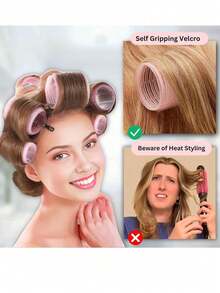 18pcs Large Self-Adhesive Hair Curlers With Clips, Suitable For Long, Medium, Short Hair And Bangs, DIY Hair Curling Tool - Pink - View 5
