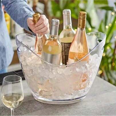1pc Acrylic Ice Bucket - Transparent Champagne And Soda Beverage Cooler, Clear Party Drink Tub, Food-, Ideal For Parties, Bars And Restaurants
