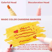 6/12pcs Magic Color Changing Highlighter Pens, Double-Headed Oblique Tip Creative Color Changing Pens, Student Planner Marker Pens, High-Quality Gradient Fluorescent Pens, Student Highlighting Markers - Multicolor - View 3