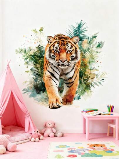 1 st/2 st - Tapet - [Tiger, Djurskog] Dekorativ väggdekoration för pojkrum, flickrum, vardagsrum, sovrum, fönster, avtagbar, personlig present, kreativ väggkonstdekoration för barn