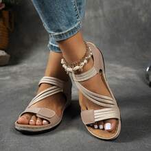 Orthopedic Wedge Sandals Women 2026 Wide Width Platform Sandals With Arch Support Ankle Strap Casual Summer Open Toe Hollow Out Comfortable Vacation Shoes - 卡其色 - 查看 3