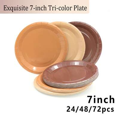 7-Zoll Einweg-Pappteller in Braun, 3 Farben erhältlich (Dunkelbraun, Braun, Hellbraun), auslaufsicher & dick, 3-Sekunden-Reinigung, geeignet für Hochzeiten, Geburtstage, Picknicks, Camping, Feiertage, Dekorationen, hohe Kosten-Leistungs-Relation und praktisch, Camping, Haushaltsvorrat! Einweg-Pappteller, Kuchenteller, Essenteller, Geburtstagsdekoration, Singles-Party, Abschlussfeier, Weihnachten, Thanksgiving, Halloween, Ramadan, Ostern Küchenzubehör