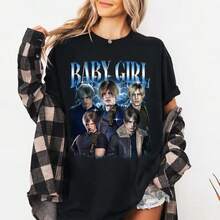 Leon S. Kennedy Baby Girl Bootleg T-Shirt, Gaming Shirt - 黑色 - 查看 4