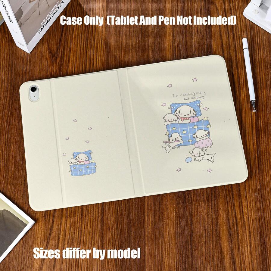 带笔槽的书本式平板电脑保护套。慵懒斑点狗造型，可爱治愈系宠物风格。平板电脑保护套特点：书本式翻盖设计，内置笔槽，智能睡眠/唤醒功能，稳定支架，全方位保护，精准开孔。兼容 iPad Mini 4/5/6、9.7/10.2/10.5/10.9/11/12.9/13 英寸、Pro/Air 4/5/6/7、第十代/第十一代、Galaxy Tab A7Lite/A8/A9/A9Plus/S6Lite/S7/S8/S9/S10/S11/FE/Plus 系列。 - 彩色 - 查看 1