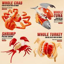 Kids Realistic Food Fruit Cutting Playset, Large Seafood Animal Models Like Lobster, Crab, Fish, Categorized Storage, Kitchen Toys, Big Burger Storage Box, Detachable & Assemblable Large Capacity, Can Be Used As Decor, Great Halloween Gift - Multicolor - View 3
