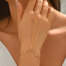 LIEBEIRIS 1 pièce Bracelet anneau de doigt en acier inoxydable octogonal plaqué or 18 carats, convient pour le port quotidien des femmes et comme cadeau - Or jaune - Voir 5