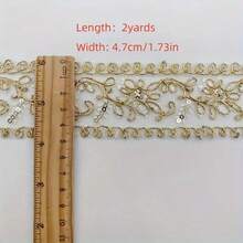 1 rouleau de 182 cm, 2 tailles de dentelle pailletée dorée élégante. Artisanat DIY, accessoires de vêtements et de lingerie, décoration de textiles d'ameublement, emballage de cadeaux, emballage floral et de gâteaux, garnitures de couture, décorations de fête - or - Voir 3