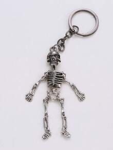 New Cartoon Halloween Skull Keychain, Fashionable Backpack Handbag Pendant, Halloween Accessory, Large Funny Skull Keychain - Grey - View 4