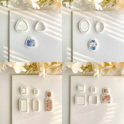 几何弧形聚合物粘土切割模具，有机聚合物粘土切割器，耳环制作首饰吊坠粘土工具，适用于手工首饰制作模具，精致美观的粘土切割模具