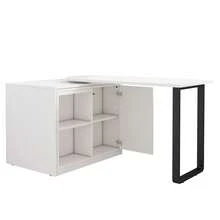 This 2-In-1 Folding Desk And Bed Features A Metal Frame And Legs, A 4cm Thick Mattress, Wheels, A Single Wardrobe With Two Storage Compartments, And Is White. - White - View 9
