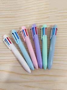 6pcs/12pcs Macaron Color Retractable Ballpoint Pens, 6 Colors In 1 Pen, 0.7mm Refill, Suitable For Schoolwork, Grading, Editing, Back To School Season - A - View 2