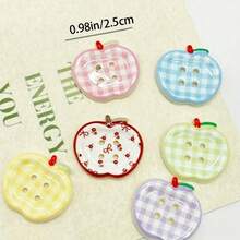 10pcs/15pcs Apple & Heart Plaid Resin Fridge Magnets, Cute Button Fridge Magnets, Decorative Magnets For Fridge And Home, Novelty Gift For Kitchen And Bedroom - Multicolor - View 5