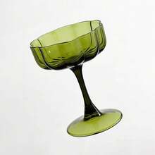 1 Peça Copo de Suco de Vidro com Formato de Pétalas Verde Lótus Vintage Elegante e de Alto Valor, Copo de Bebida, Adequado para Chá de Café da Manhã e Brunch - Multicolorido - Visão 4