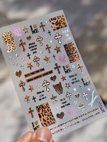 1 miếng dán móng tay kim loại 5D, miếng dán móng tay họa tiết da báo cổ điển, miếng dán nghệ thuật móng tay tự dính, phụ kiện trang trí móng tay DIY - Nhiều màu - Xem 3