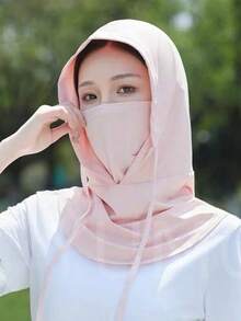 1件装男士半脸防晒面罩，全脸覆盖，冰丝透气围巾，夏季驾驶面罩，骑行面罩，颈套，带帽面罩 - 透气全脸骑行头盔，长款拉法帽，夏季防晒降温，滑雪面罩 - 彩色 - 查看 9