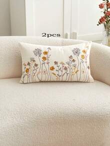 1 pieza Funda de cojín decorativa con bordado floral, decoración para el hogar para la sala de estar - Multicolor - Ver 19