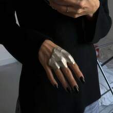Niche-Designed Irregular Pleated Joint Ring, Minimalist Cold-Style High-End Finger Ring, Unique And Exquisite - 銀色 - 查看 1