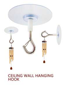 Ganchos para techo sin taladro, ganchos para techo autoadhesivos resistentes y impermeables, ganchos multiusos para móviles de viento y globos - 5 ganchos - Ver 1