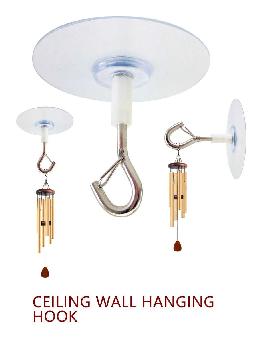 Ganchos para techo sin taladro, ganchos para techo autoadhesivos resistentes y impermeables, ganchos multiusos para móviles de viento y globos - 5 ganchos - Ver 1