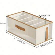 2pcs Foldable Compartment Wardrobe Storage Box With Handle, Multi-Functional Organizer For Bags, Pants, Sweaters, T-Shirts, Scarves, Beige - Beige - View 7
