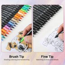 60-Color Watercolor Marker Pen Set, Art Markers, Artist Drawing Permanent Pens, Suitable For Students And Adults Coloring, Christmas Gift - Sets - View 4