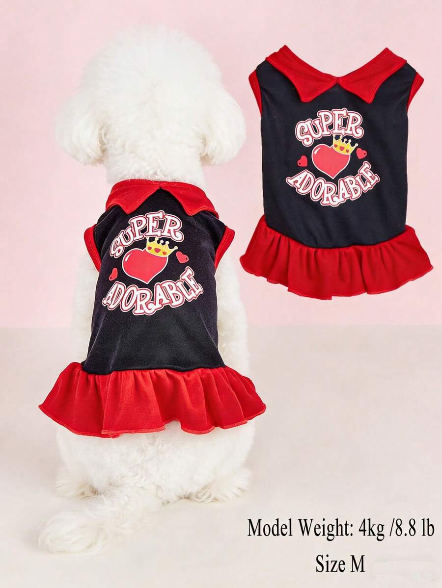 V-Neck Sleeveless Cheerleader Pet Dress, Casual Sports Style For Dogs