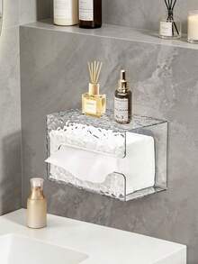 1pc Transparent Tissue Box, Wall-Mounted Transparent Tissue Holder, Kitchen/Bathroom Hanging Tissue Rack, High-End Facial Tissue Storage Box - Water Ripples - View 12