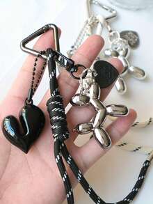 可爱气球狗心形钥匙扣，独特设计包包挂饰，优雅背包吊坠，送给闺蜜的礼物 - 彩色 - 查看 2