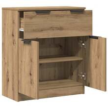 vidaXL Sideboard, Chest Of Drawers, Dresser, Cabinet, Sideboard, Multi-Purpose Cabinet, Freestanding Cabinet, Living Room, Hallway, Dark Oak, Khaki, 60x30x70cm, Engineered Wood - 橡木深卡其 - 查看 7