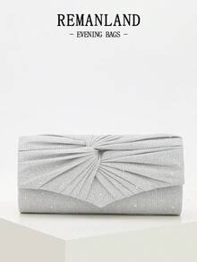 REMANLAND Túi xách cầm tay vuông nhỏ gọn, lấp lánh, có thể gấp lại, đính đá lấp lánh, hoàn hảo cho váy dạ hội, phụ kiện dạ hội, váy đính sequin, váy bóng bẩy, váy thanh lịch, túi dạ hội sang trọng, lý tưởng cho phù dâu, phù hợp cho tiệc cưới, tiệc tùng, đám cưới, dạ hội, tiệc chiêu đãi/gala. - Bạc - Xem 1