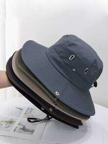 1/2 Peças Chapéu Balde com Cordão de Estilo Japonês de Secagem Rápida, Chapéu de Proteção Solar de Verão para Mulheres, Chapéu de Sombreamento Externo, Boné de Secagem Rápida e Respirável, Chapéu Balde de Cor Sólida com Cordão, Chapéu de Sol Esportivo Leve e da Moda para Uso Casual Externo, Adequado para Todas as Idades, Proteção Solar de Verão, Adequado para Atividades Externas como Caminhada - Amarelo - Visão 1