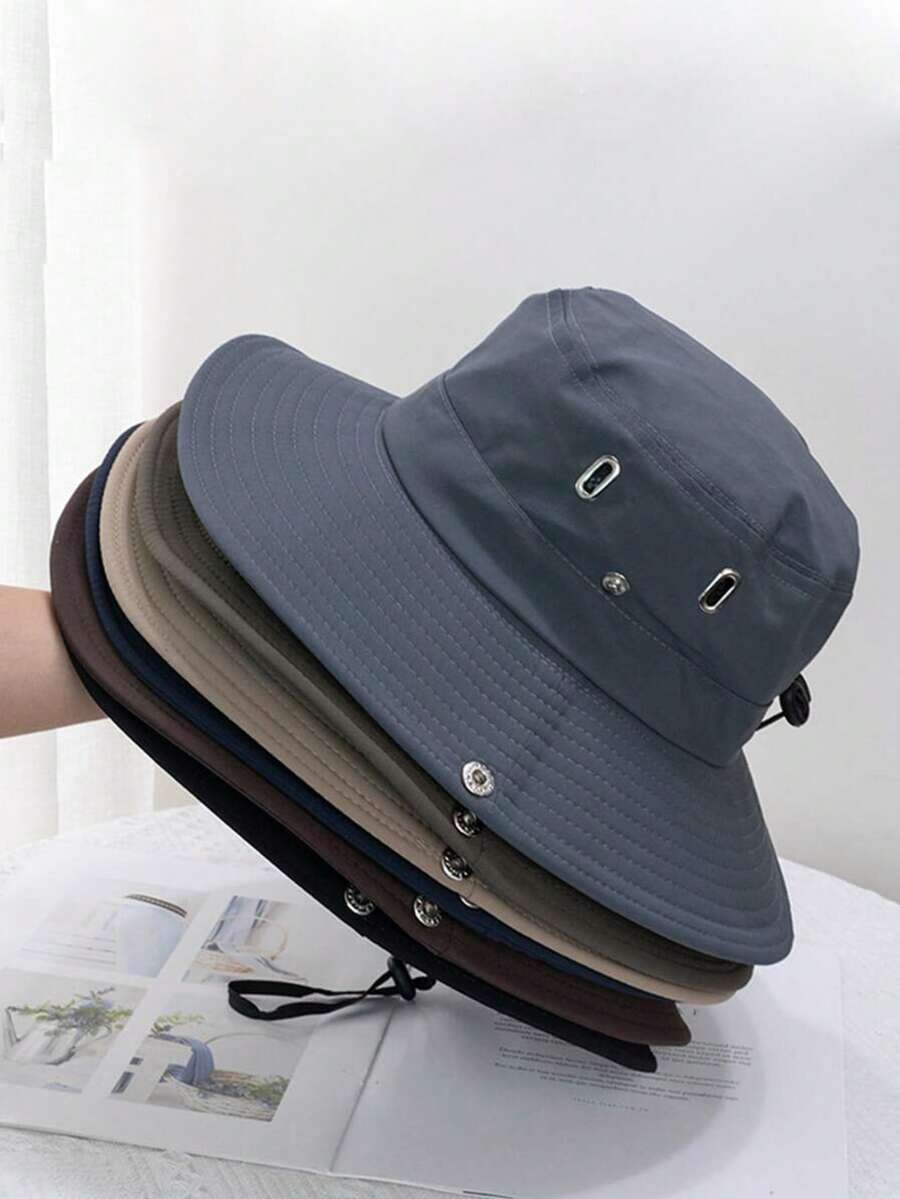1/2 Peças Chapéu Balde com Cordão de Estilo Japonês de Secagem Rápida, Chapéu de Proteção Solar de Verão para Mulheres, Chapéu de Sombreamento Externo, Boné de Secagem Rápida e Respirável, Chapéu Balde de Cor Sólida com Cordão, Chapéu de Sol Esportivo Leve e da Moda para Uso Casual Externo, Adequado para Todas as Idades, Proteção Solar de Verão, Adequado para Atividades Externas como Caminhada - Amarelo - Visão 1