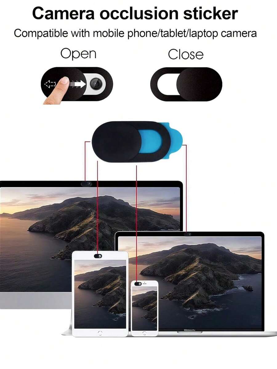 Miếng dán che webcam siêu mỏng, phù hợp với laptop, máy tính để bàn, PC, máy tính xách tay, điện thoại thông minh, miếng dán che camera trước, độ bám dính cao. - Tự dính - Xem 1