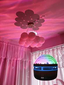 1pc Northern Lights Projector, Type-C Powered With Remote Control, ABS Material, Black, Suitable For Bedroom, Game Room, Party, Holiday Decoration - Multi-color light - View 7
